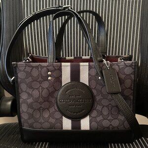 COACH C8448 Signature Jacquard Dempsey Carryall Jacquard w/Stripe Black Smoke